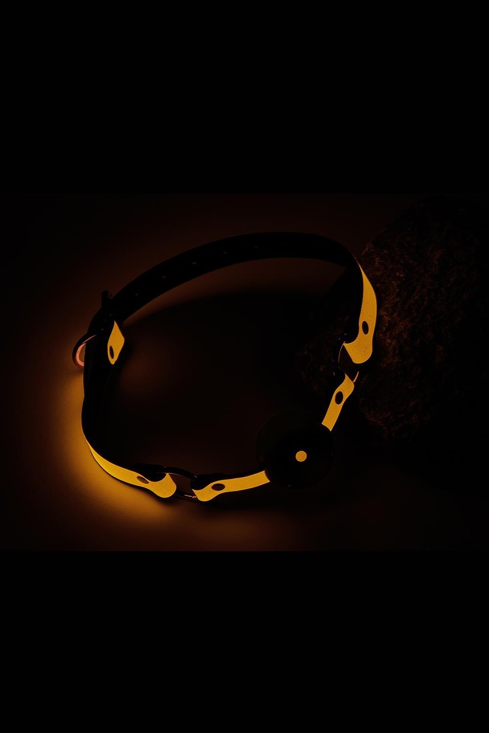 ;Boule Bâillon Phosphorescente en Simili Cuir Orange