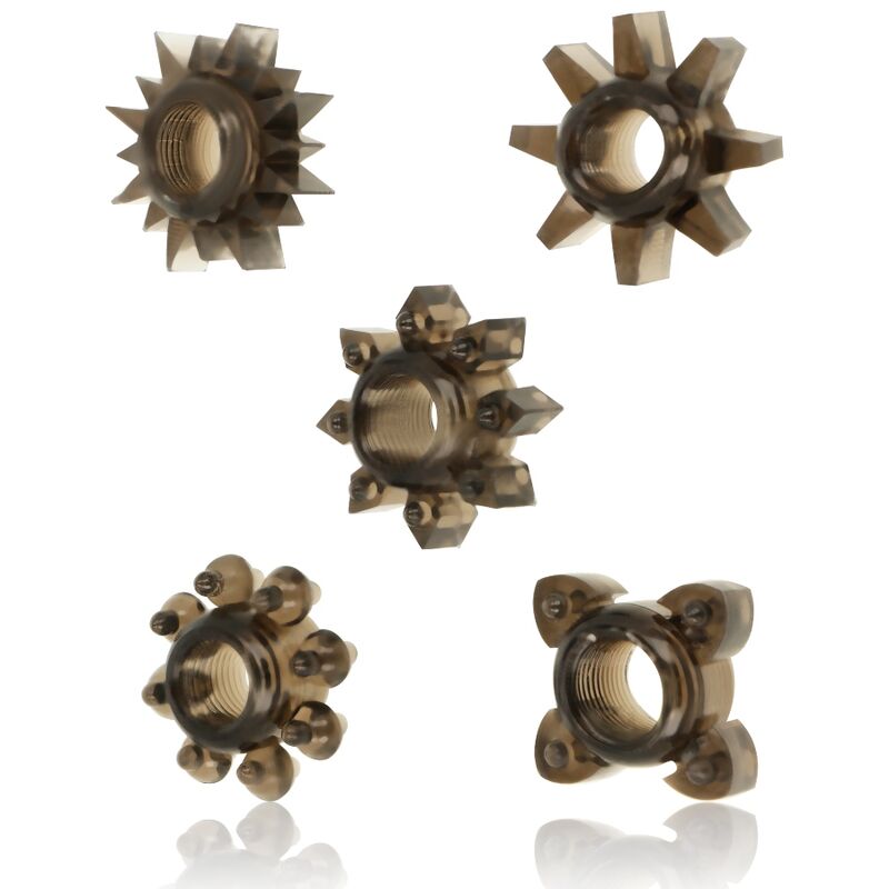 Ohmama - Lot De 5 Anneaux Testicules Et Pénis En Silicone - OHMAMA | sextoys, jouets sexuels pour hommes, accessoires de pénis, anneaux de pénis, cockrings sans vibration | Dimensions : 35