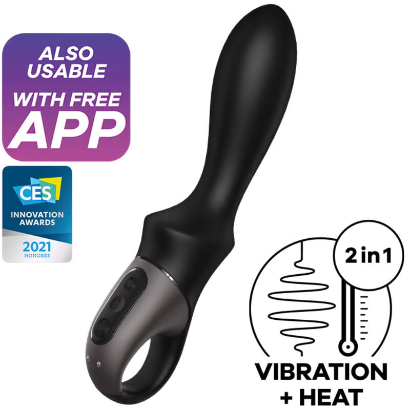 Satisfyer - Application Vibrateur Anal Heat Climax Noir - SATISFYER CONNECT | sextoys, vibrateurs, vibromasseurs avec app | Dimensions : 452