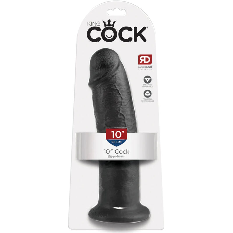 King Cock - 10 Gode Noir 25 Cm - KING COCK | sextoys, godes sans vibration, pénis réalistes | Dimensions : 780