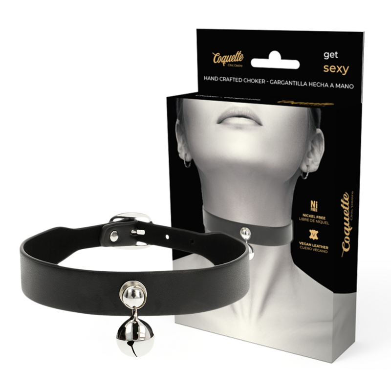 Collier en cuir vegan avec hochet