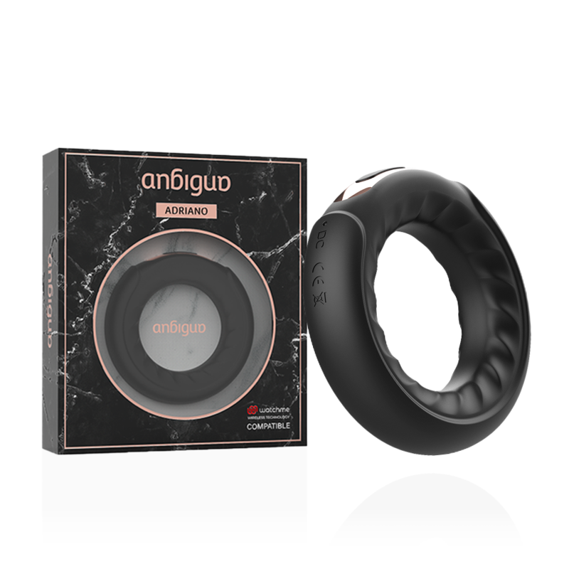 Anbiguo - Anneau Vibrant Adriano Compatible Avec La Technologie Sans Fil Watchme - ANBIGUO | sextoys, jouets sexuels pour hommes, accessoires de pénis, anneaux de pénis, cockring avec vibration | Dimensions : 130