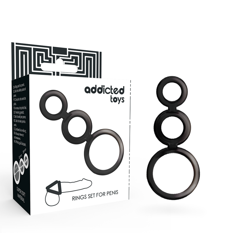 Addicted Toys - Ensemble Danneau Pour Pénis - Fumé - ADDICTED TOYS | sextoys, jouets sexuels pour hommes, accessoires de pénis, anneaux de pénis, cockrings sans vibration | Dimensions : 30
