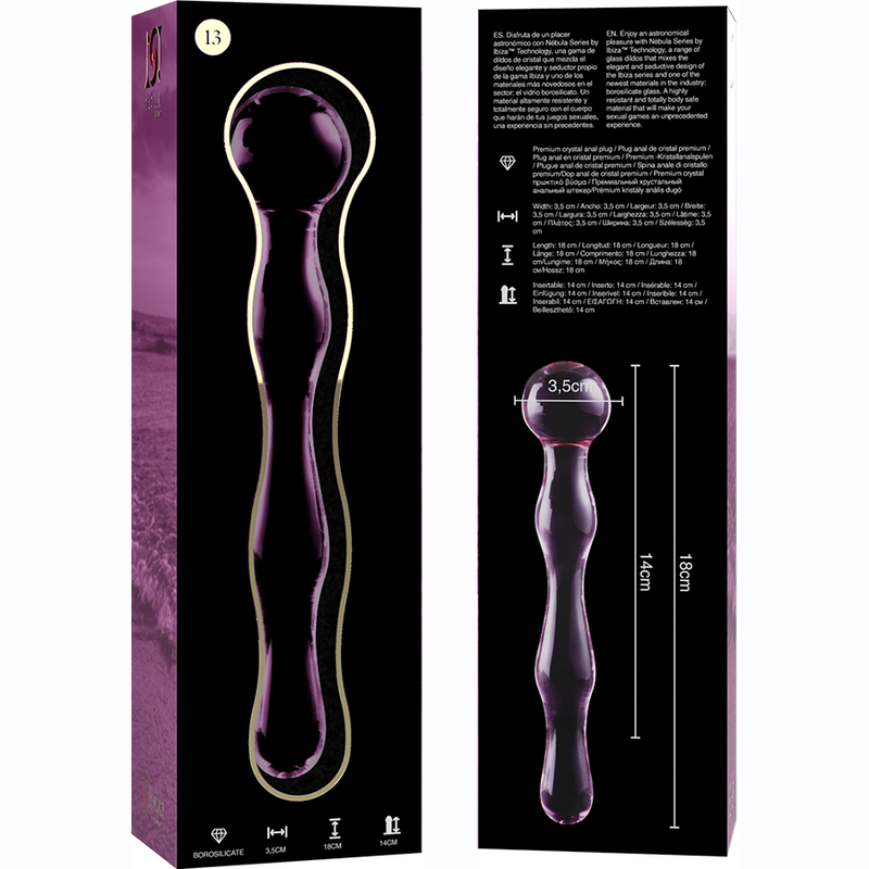 Gode Nebula en verre borosilicate rose 18 cm