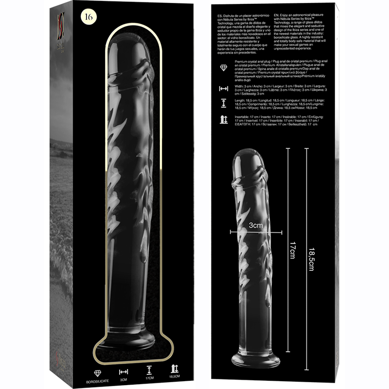 Plug Anal Modèle 16 en Verre Borosilicate Clair Nebula