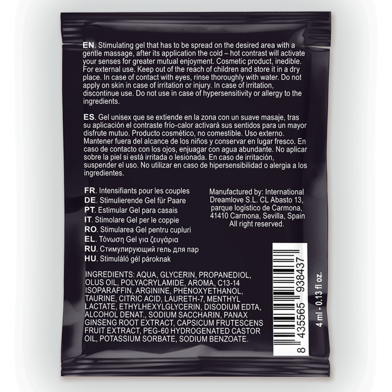 Spartan - Gel Améliorant L'Érection À Effet Froid-Chaud 100% Vegan 4Ml