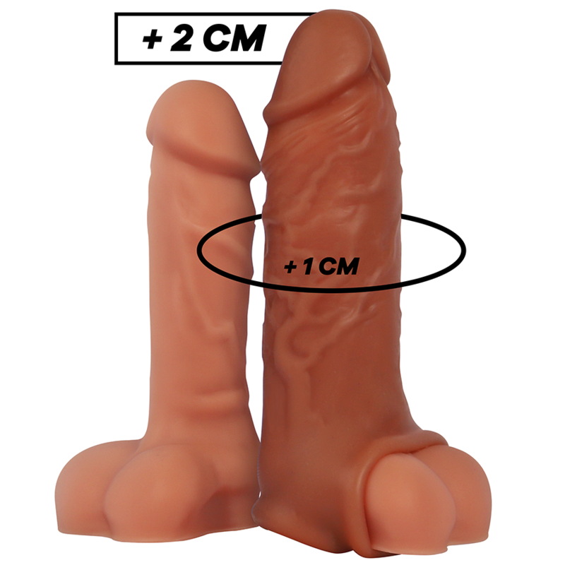Virilxl - Extension De Pénis Marron En Silicone Liquide V9 - VIRILXL | sextoys, jouets sexuels pour hommes, accessoires de pénis, couvre-pénis avec extension | Dimensions : 135