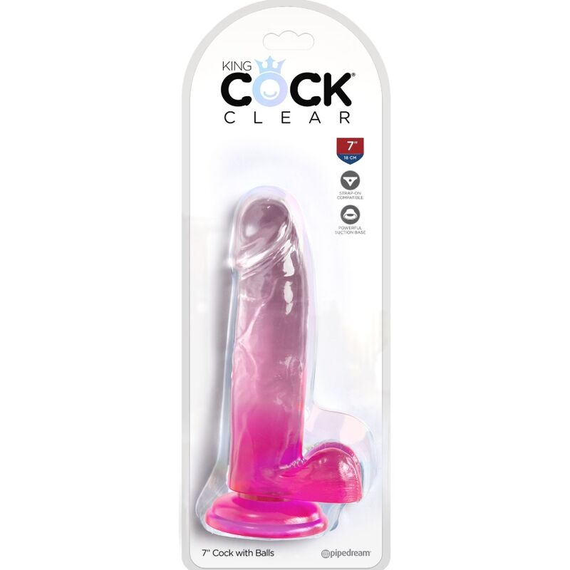 King Cock - Clear Pénis Réaliste Avec Boules 15.2 Cm Rose