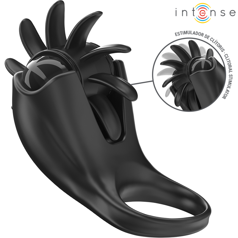 Intense - Mabel Anneau Vibrant 10 Vibrations Avec Stimulateur De Clitoris Noir - INTENSE COUPLES TOYS | sextoys, jouets sexuels pour hommes, accessoires de pénis, anneaux de pénis, cockring avec vibration | Dimensions :