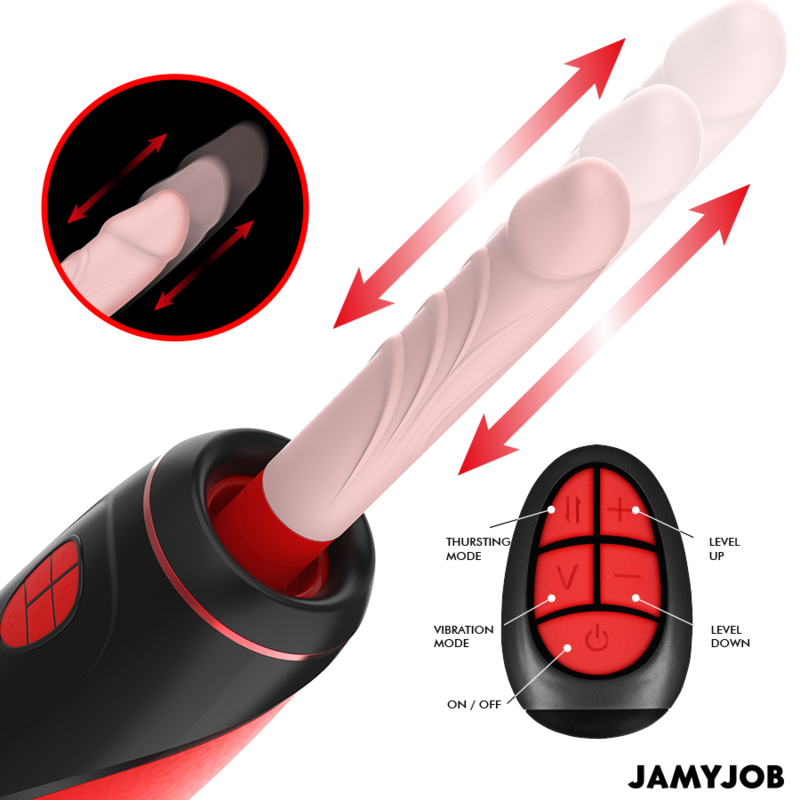 Jamyjob - Masturbateur Automatique Pyston Base Avec Dildo À Télécommande