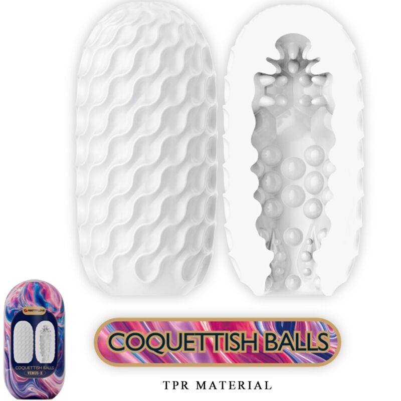 Pretty Love - Coquettish Balls Masturbateur Homme En Silicone Blanc