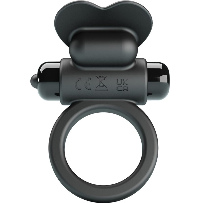 Pretty Love - Bague Vibrante Debonaire Lapin 10 Vibrations Noire - PRETTY LOVE | sextoys, jouets sexuels pour hommes, accessoires de pénis, anneaux de pénis, cockring avec vibration | Dimensions : 37