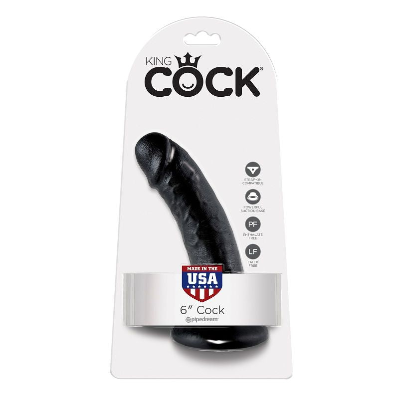 King Cock 6" Pene Negro 15.2 Cm - KING COCK | sextoys, godes sans vibration, godes ceinture | Dimensions : 227