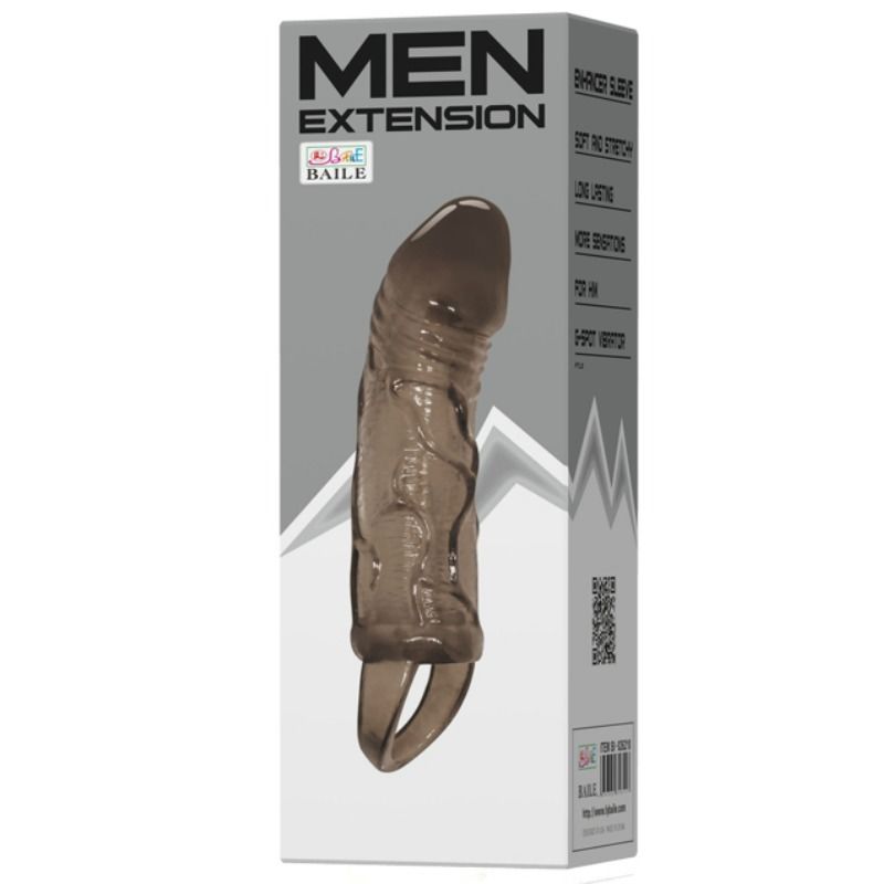 Baile - Housse Dextension De Pénis Avec Sangle Pour Testicules Noir 13.5 Cm - BAILE FOR HIM | sextoys, jouets sexuels pour hommes, accessoires de pénis, couvre-pénis avec extension | Dimensions : 80