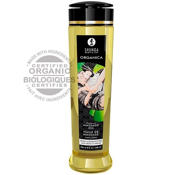 Shunga - Huile De Massage Naturelle Bio 240 Ml - SHUNGA OILS | pharmacie, pour les massages, huiles de massage sans saveur | Dimensions : 260