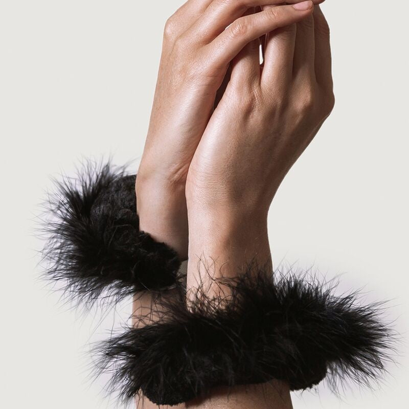 Menottes en Métal à Plumes Noires