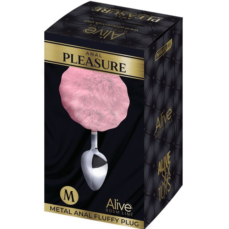 ;Plug de Plaisir Anal Lisse Métal Fluffy Rose Taille M