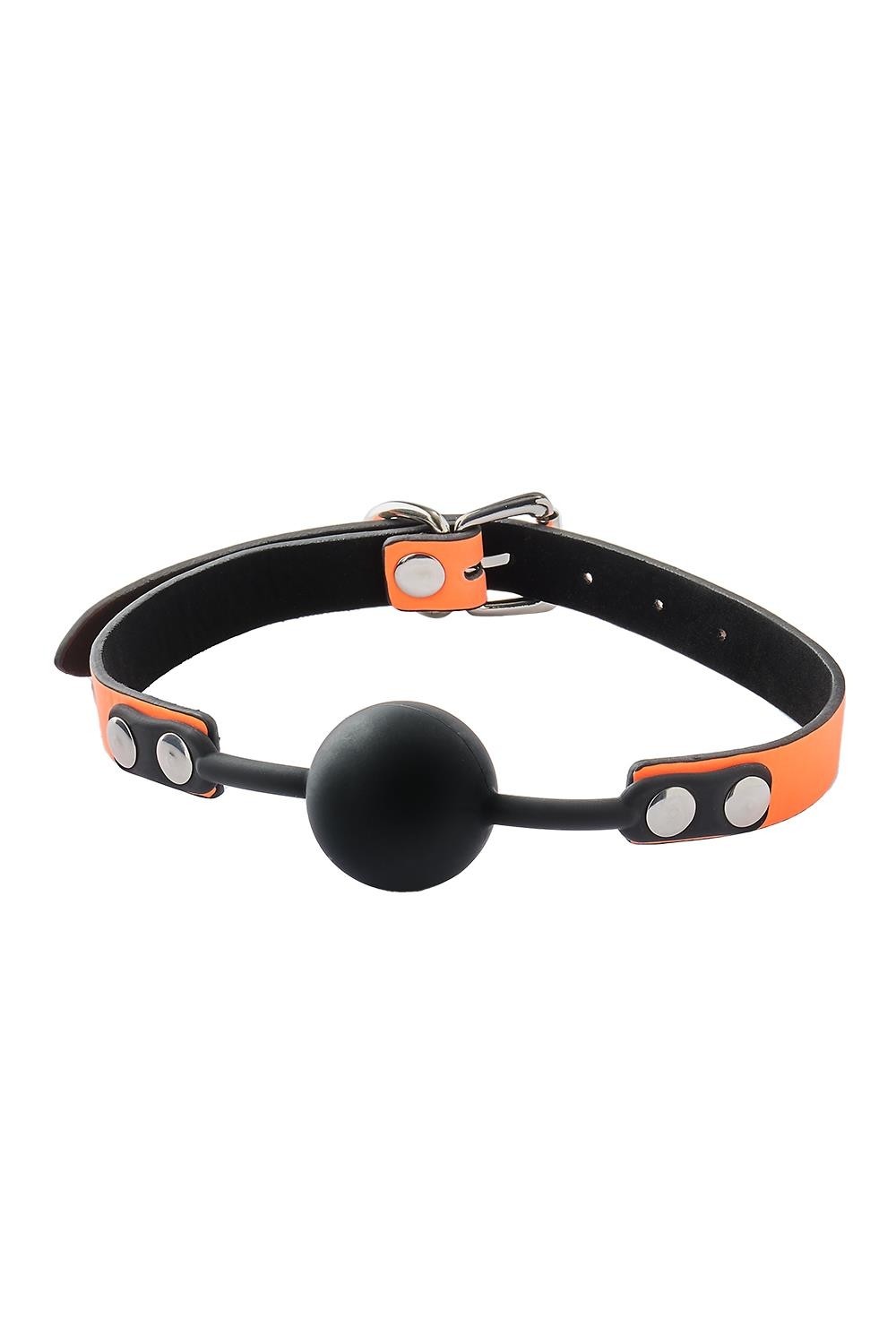 Boule Bâillon Phosphorescente en Simili Cuir Orange