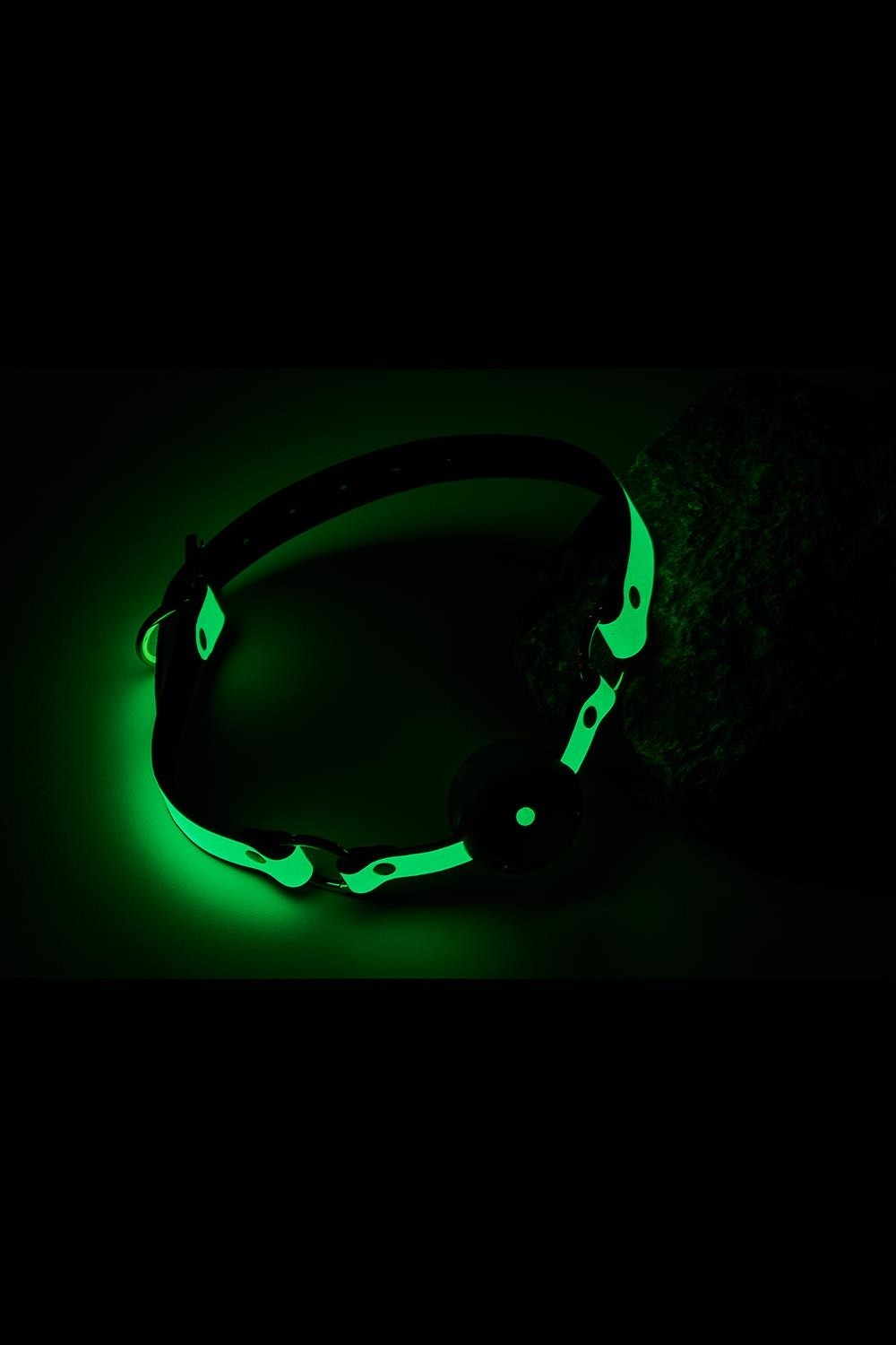 Boule Bâillon Phosphorescente en Simili Cuir Vert
