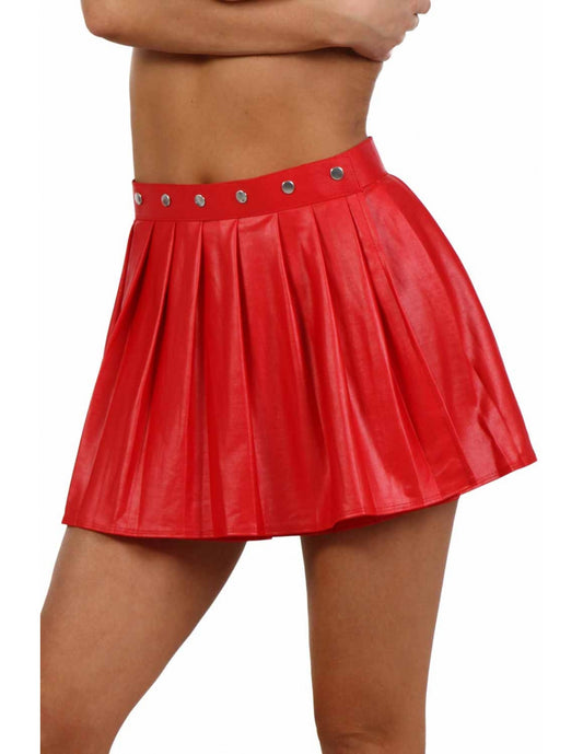 Jupe Porte-feuille Plissée Wetlook Rouge