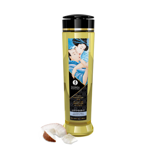 Huile de Massage Érotique Adorable "Frissons de Coco" - Shunga