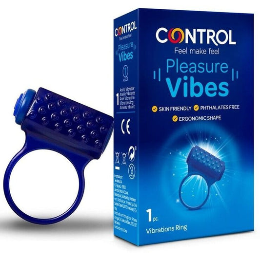 Control - Anneau Vibrant Pleasure Vibes - CONTROL TOYS | sextoys, jouets sexuels pour hommes, accessoires de pénis, anneaux de pénis, cockring avec vibration | Dimensions : 20