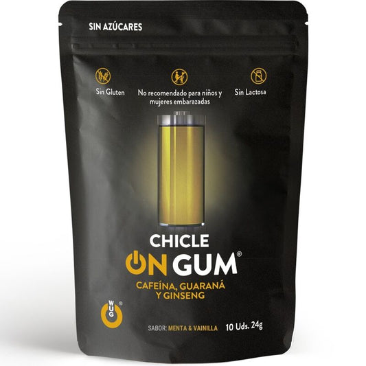 Wug Gum - On Caffeine, Ginseng And Guarana Gum 10 Units - WUG GUM | pharmacie, compléments alimentaires, gommes stimulantes | Dimensions : 32