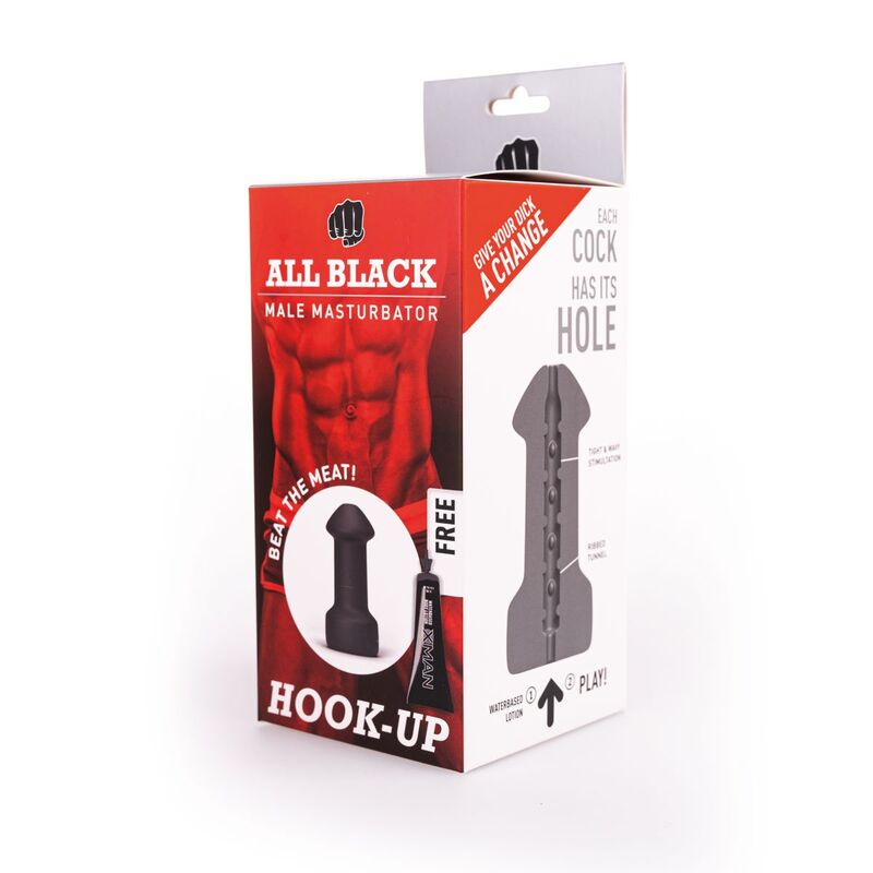 Masturbateur All Black ergonomique 17 cm