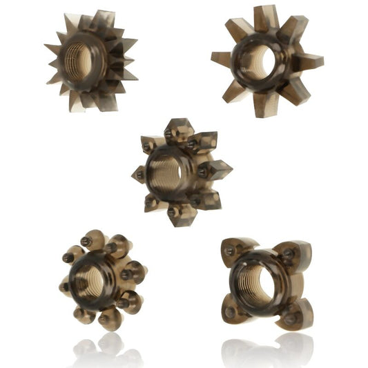 Ohmama - Lot De 5 Anneaux Testicules Et Pénis En Silicone - OHMAMA | sextoys, jouets sexuels pour hommes, accessoires de pénis, anneaux de pénis, cockrings sans vibration | Dimensions : 35