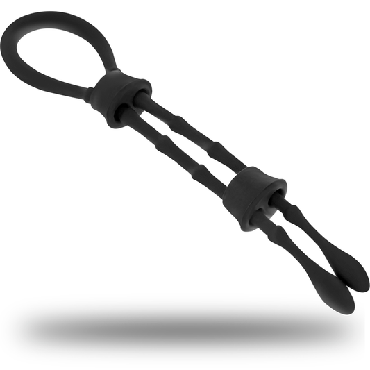 Ohmama Fetish - Anneau Cordon Coq Et Testicules En Silicone - OHMAMA FETISH | sextoys, jouets sexuels pour hommes, accessoires de pénis, anneaux de pénis, cockrings sans vibration | Dimensions : 38