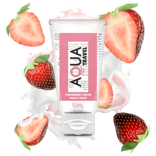 Aqua Travel - Lubrifiant À Base D''Eau Saveur Crème De Fraise - 50 Ml - AQUA TRAVEL | pharmacie, lubrifiants, aux saveurs délicieuses | Dimensions : 62