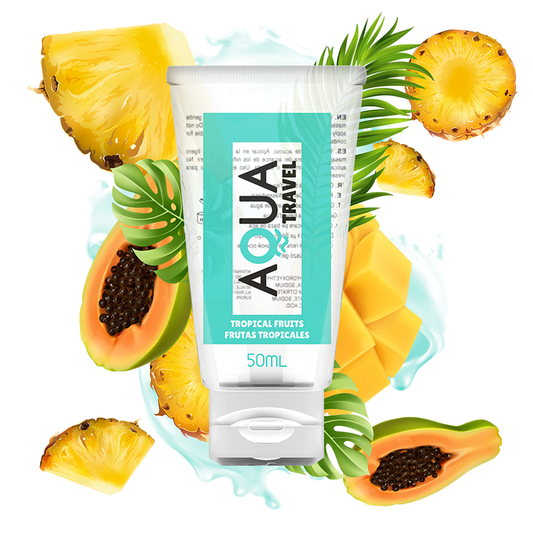 Aqua Travel - Saveur Lubrifiant A Base D''Eau Fruits Tropicaux - 50 Ml - AQUA TRAVEL | pharmacie, lubrifiants, aux saveurs délicieuses | Dimensions : 62