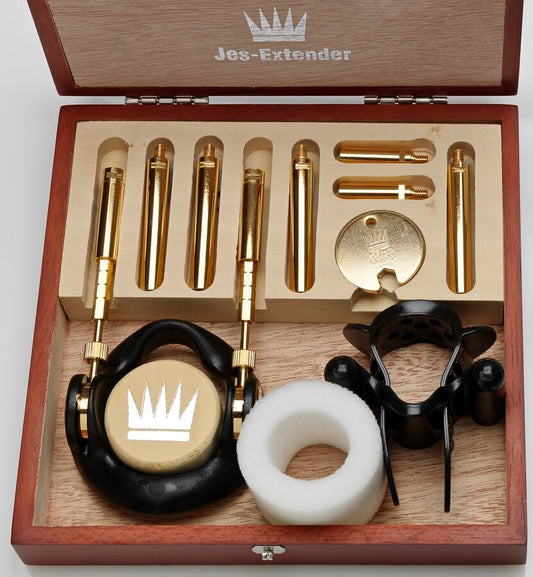 Jes-Extender - Agrandissement Du Pénis Plaqué Or - JES-EXTENDER | sextoys, jouets sexuels pour hommes, accessoires de pénis, extenseur de pénis mécanique | Dimensions : 568