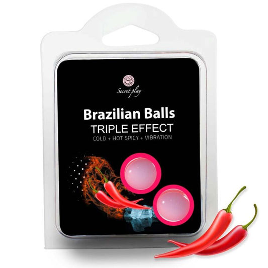Secretplay - Set 2 Balles Brésiliennes Triple Effet - SECRETPLAY COSMETIC | pharmacie, lubrifiants, boules brésiliennes | Dimensions : 22