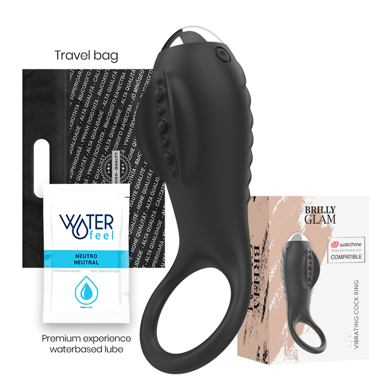Brilly Glam - Alan Cock Ring Watchme Technologie Sans Fil Compatible - BRILLY GLAM | sextoys, jouets sexuels pour hommes, accessoires de pénis, anneaux de pénis, cockring avec vibration | Dimensions : 114