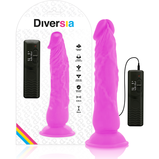 Diversia - Dildo Vibrant Flexible Violet 21 Cm -O- 4.9 Cm - DIVERSIA | sextoys, godes sans vibration, godes ceinture | Dimensions : 472