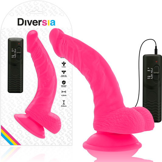 Diversia - Dildo Vibrant Flexible Rose 21.5 Cm -O- 4.5 Cm - DIVERSIA | sextoys, godes sans vibration, godes point g | Dimensions : 490