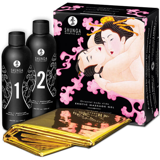 Shunga - Gel De Massage Érotique Oriental Corps À Corps Fraises Et Cava - SHUNGA KITS | pharmacie, pour les massages, kits de massage | Dimensions : 685