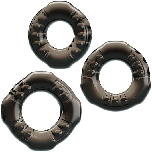 Baile - Cock Rings Yvonne Ensemble 3 Anneaux Pénis - BAILE | sextoys, jouets sexuels pour hommes, accessoires de pénis, anneaux de pénis, cockrings sans vibration | Dimensions : 62