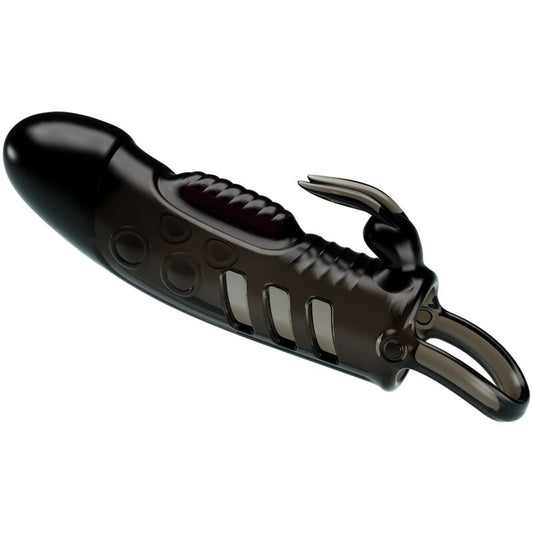 Pretty Love - Gaine Pénisienne Sloane Lapin Noir - PRETTY LOVE | sextoys, jouets sexuels pour hommes, accessoires de pénis, manchons péniens sans extension | Dimensions : 106