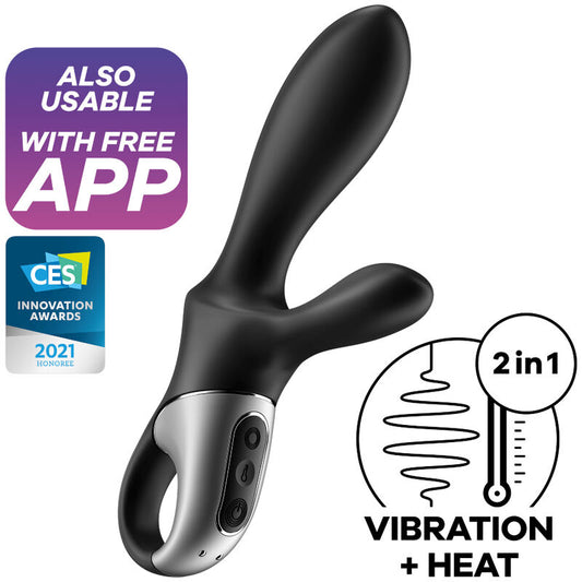 Satisfyer - Application Heat Climax+ Vibrateur Anal Noir - SATISFYER CONNECT | sextoys, vibrateurs, vibromasseurs avec app | Dimensions : 452