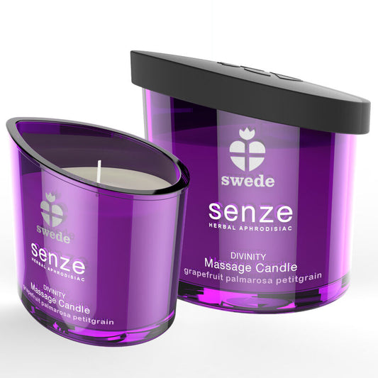 Swede - Bougie De Massage Senze Divinity - Pamplemousse, Palmarosa, Petitgrain - SWEDE | pharmacie, pour les massages, bougies de massage | Dimensions : 172
