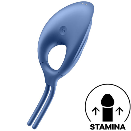 Satisfyer - Vibrateur Anneau Swordsman Bleu - SATISFYER RING | sextoys, jouets sexuels pour hommes, accessoires de pénis, anneaux de pénis, cockring avec vibration | Dimensions : 196