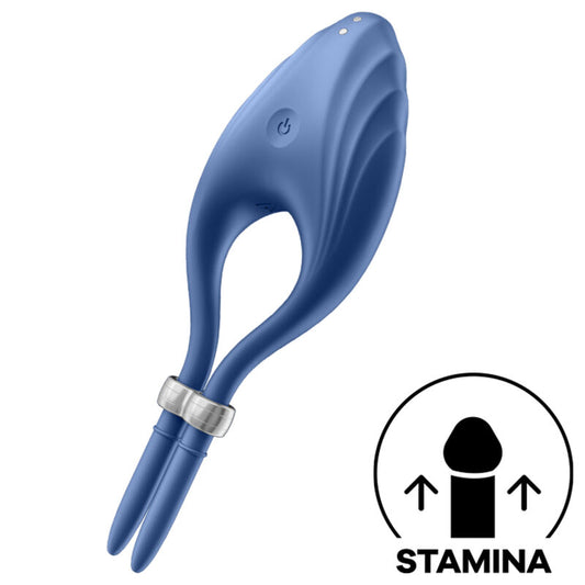Satisfyer - Vibrateur Anneau Duelist Bleu - SATISFYER RING | sextoys, jouets sexuels pour hommes, accessoires de pénis, anneaux de pénis, cockring avec vibration | Dimensions : 192
