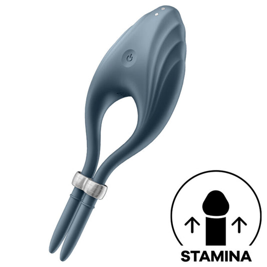 Satisfyer - Vibrateur Anneau Duelist Gris - SATISFYER RING | sextoys, jouets sexuels pour hommes, accessoires de pénis, anneaux de pénis, cockring avec vibration | Dimensions : 192