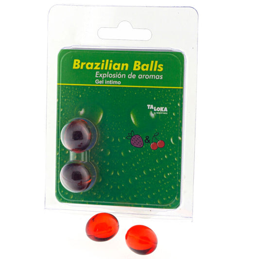 Taloka - 2 Boules Brésiliennes Gel Intime Fraise & Cerise - TALOKA | pharmacie, lubrifiants, boules brésiliennes | Dimensions : 26