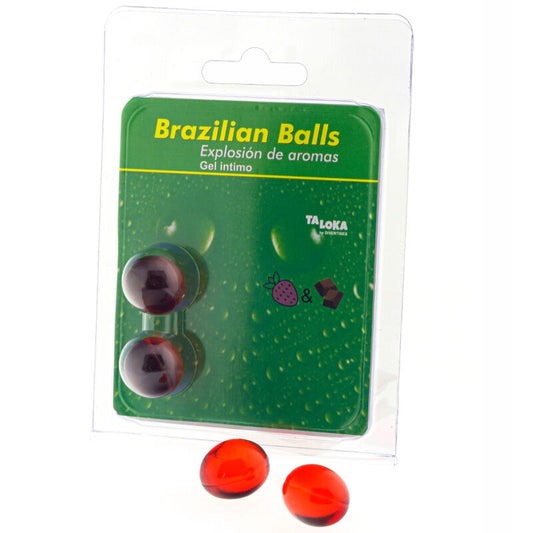 Taloka - 2 Boules Brésiliennes Gel Intime Fraise & Chocolat - TALOKA | pharmacie, lubrifiants, boules brésiliennes | Dimensions : 26