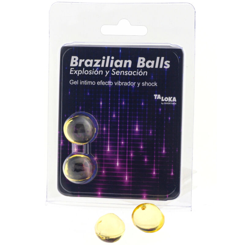 Taloka - 2 Balles Brésiliennes Vibrant & Effet De Choc Gel Excitant - TALOKA | pharmacie, lubrifiants, boules brésiliennes | Dimensions : 26