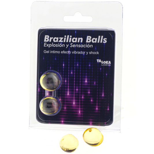 Taloka - 2 Balles Brésiliennes Vibrant & Effet De Choc Gel Excitant - TALOKA | pharmacie, lubrifiants, boules brésiliennes | Dimensions : 26