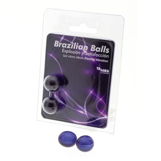 Taloka - 2 Balles Brésiliennes Effet Vibrant Électrique Gel Excitant - TALOKA | pharmacie, lubrifiants, boules brésiliennes | Dimensions : 24
